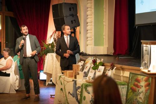 Clément Mercier, Director Gübelin Geneva auctioning necklace “Lily” with Benoit Repellin, PHILLIPS Auction House.