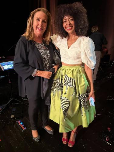 Catherine Haccius on stage with Yilian Canizares. Winner of Yilian’s auction prize Montreux Jazz Palladium Concert 2027! 